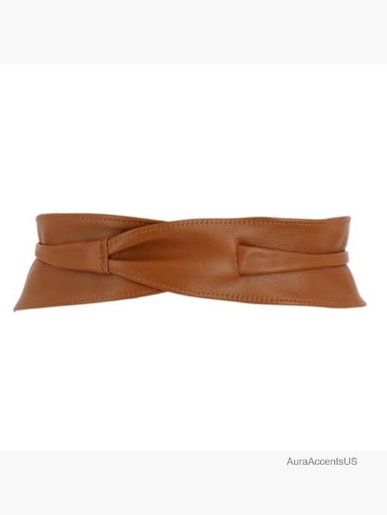 Italian Leather Wide Obi Belt - Genuine Cowhide 3.5\